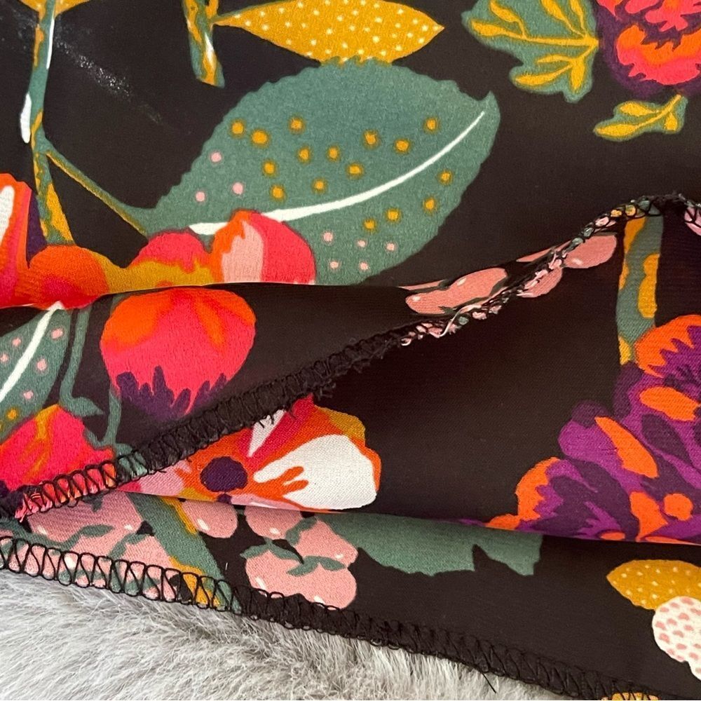 H&M Conscious Floral Satin Dress Size 8 Black Multi Whimsigoth Cocktail kimono - Picture 16 of 16